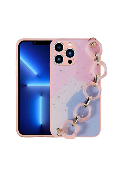 Netzy حافظة سيليكون متوافقة مع هاتف iPhone 13 Pro Max بنمط فضي مع حامل معلق ع...