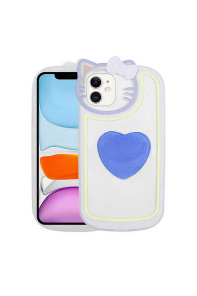 Netzy حافظة SAFA المتناغمة متوافقة مع هاتف iPhone 11 مع شكل قطة وحامل شفاف - ...