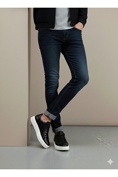 rocassi Ανδρικά παπούτσια Γνήσιο Δέρμα με φερμουάρ Αθλητικό παπούτσι Μαύρα