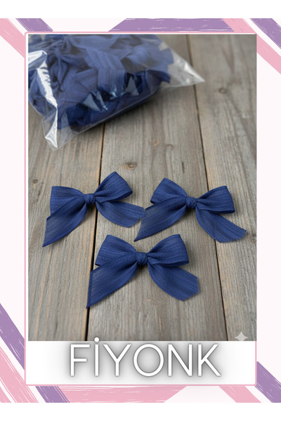 Fiyonks Atölye Linen Ribbon Ready-Made Bow, 10 Pieces Decorative Bow Ready-Ma...
