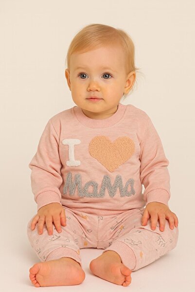 MixMax Bebe طقم ملابس علوية وسفلية بأكمام طويلة من I Love Mama للفتيات الصغير...