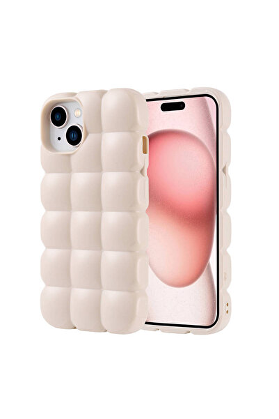 Netzy غطاء آيفون 15 من السيليكون المرن اللامع غطاء سافا دوم دوم - أبيض