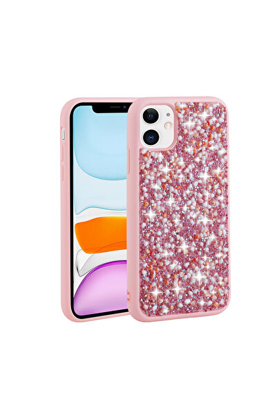 Netzy حافظة SAFA Linea متوافقة مع هاتف iPhone 11 بتصميم حجر لامع - وردي