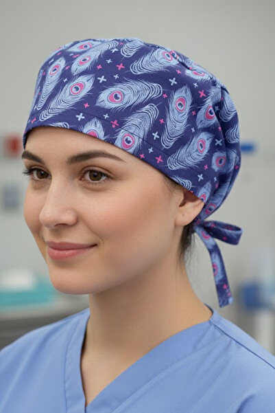 Lion Üniforma Tavuz kuşu Tüyü Desenli Cerrahi Bone Unisex – Likralı Doktor He...