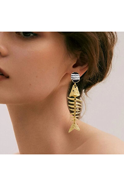 GLOW ACCESSORIES BAE Fish Fishbone Skeleton Model Dangle Earrings