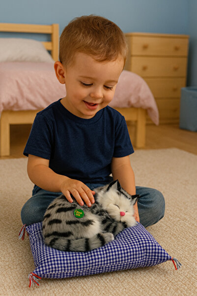 seymenbıçakçılık Miyavlayan Oyuncak Kedi – Yastığa Sabit, Basınca Ses Çıkaran...