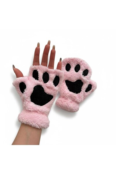 MODA Peluş Pati Şeklinde Yarım Kesik Eldiven