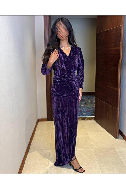 TooQ فستان بنفسجي مخمل مكسر