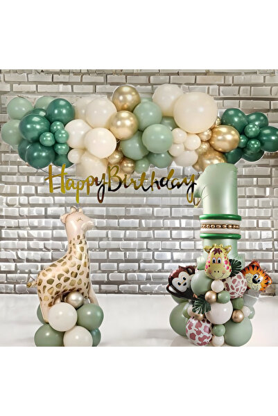 Öztürkpartievi Set de baloane cu tematică Safari de 127 bucăți - Decorare pentru ziua de naștere