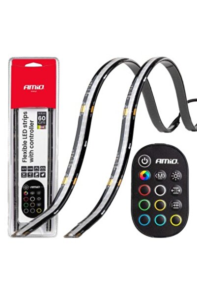 AMIO Set de 2 benzi LED auto flexibile cu controler RGB multicolor 2x30cm, 12V,