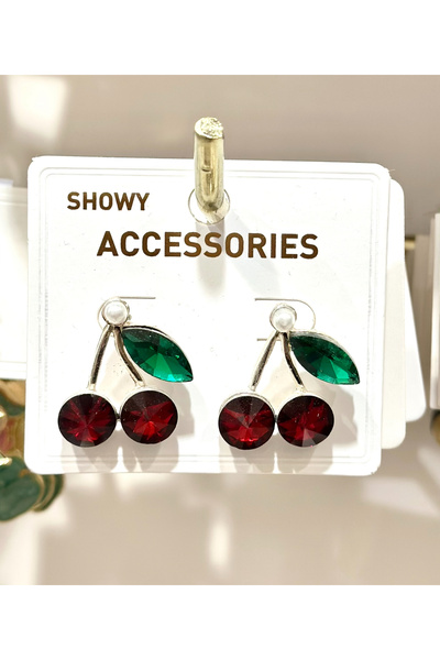 GLOW ACCESSORIES BAE Pearl Detail Burgundy Cherry Earrings