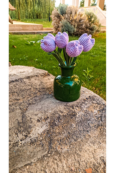 DelinaFrida-BobRossCraft زهرة التوليب المحبوكة يدويًا، هدية زهرة لا تذبل، أني...