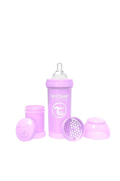 Twistshake Biberon anti-colici, 260 ml, Pastel Purple