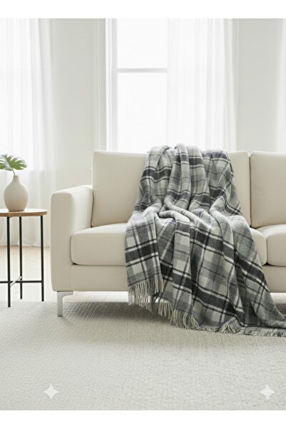 SEVHOME CONCEPT Yumuşak Dokulu Dekoratif Battaniye Lacivert Gri