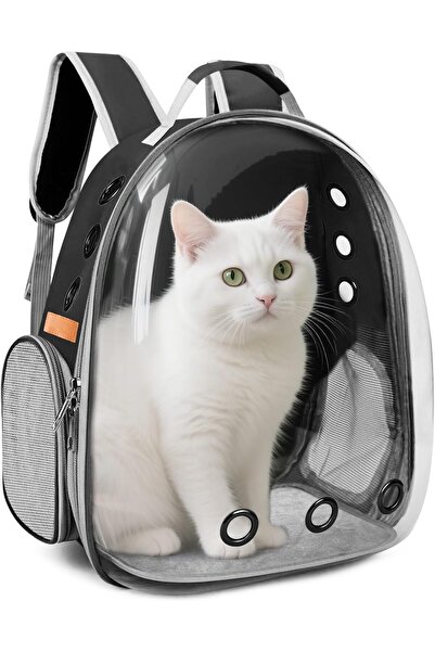 BLOOMING TIME حقيبة ظهر لحمل القطط، حقيبة حمل شفافة على شكل كبسولة فضائية للح...