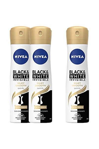 NIVEA Deodorant spray invizibil pentru alb și negru Silky Smooth, 3 x 150 ml