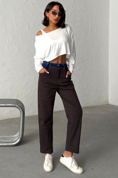 FashionForYou Boyfriend jeans with super elastane, Vienna in two shades, BROWN