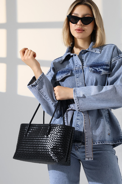 BALANZ Black Women's Print Detailed Bag Shoulder Bag and Handbag