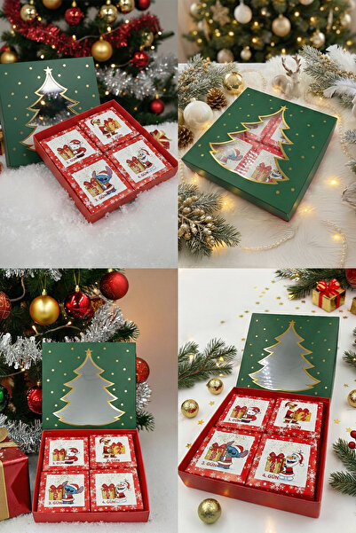 xtaki 4'lü Boş Advent Calendar Kutusu - Yılbaşı İçin Doldurulabilir Hediye Ku...