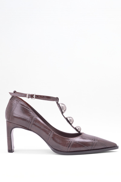 MARY Златисти обувки с детайли и Т-образен каишка