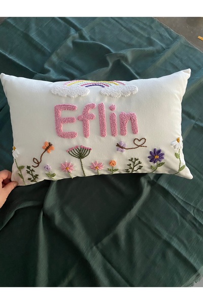 Glow Bebek takı yastığı(30x50-sadece kılıf),punch nakışlı,isme özel,hediyelik...