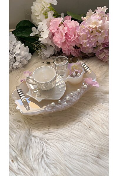 RESİNARTSHOP Epoksi Tepsi Lila Orkideli Damat Tepsi Seti