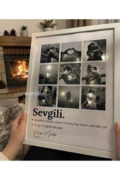 partikuki Kişiye Özel Fotoğraflı ve İsimli Sevgili Tablosu 21x30 cm Sevgililer Günü Yılbaşı Yıldönümü Hediyesi