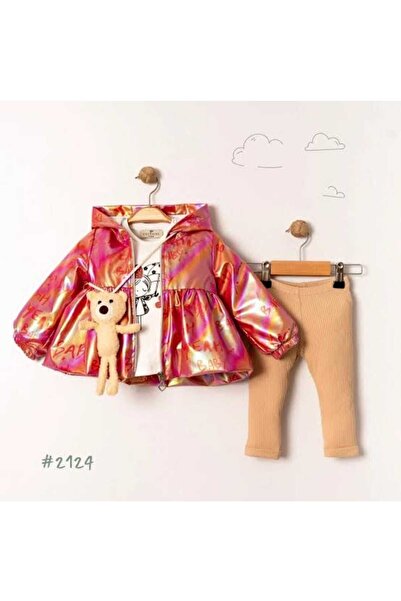 ALYA BUTİK معطف وردي لامع من أليا بوتيكس، طقم مكون من قماش مجدّل قطعة، مع حقي...