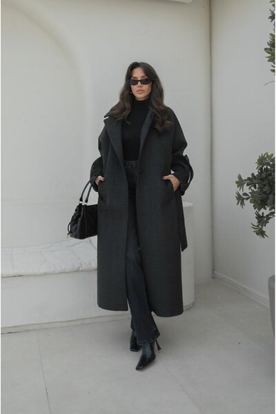 Havoş Παλτό Premium με υφή και λεπτομέρεια από ανθρακί