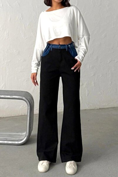 FashionForYou Blugi boyfriend cu super elastan, Vienna în două nuanțe, Negru