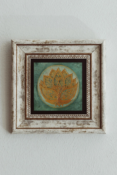 Genel Markalar Lotus Çiçeği Çerçeveli Taş Tablo , Çerçeveli Taş Duvar Dekoru