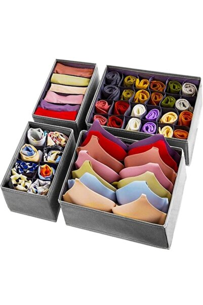 OEM Set of 4 drawer organizers, Fabric, Grey