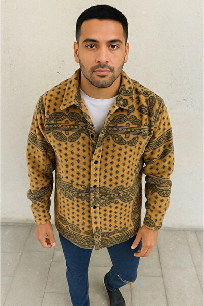 Zerenyus Men's Fleece Shirt – Oversized Patterns - Yellow