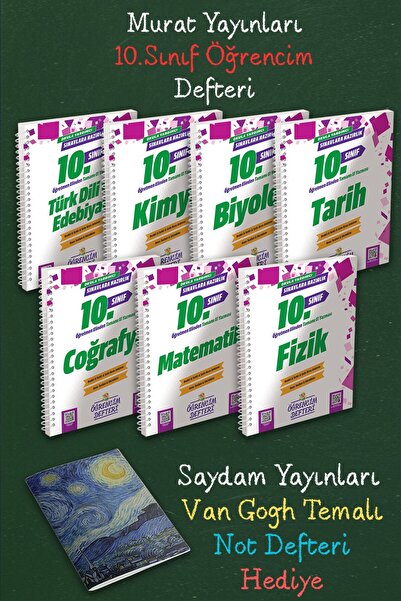 Murat Yayınları 10.Sınıf Tüm Dersler 7'li Öğrencim Defteri- Matematik Fizik K...