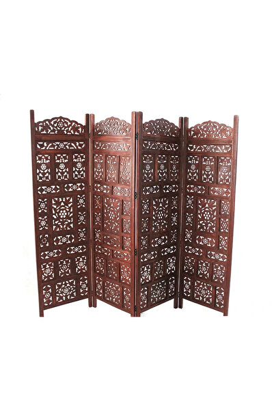 Livenda شاشة من خشب الماهوجني ملونة منحوتة يدويًا رقم: أ