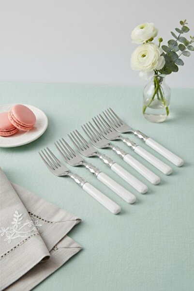 Mustran Set of 6 Stainless Steel Soft White Dinner Forks