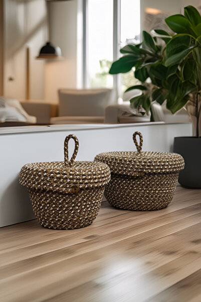 Sthapy Καλάθι πολλαπλών χρήσεων ESM Desing από γιούτα καφέ ισχερόχρωμο 2 μεγέ...