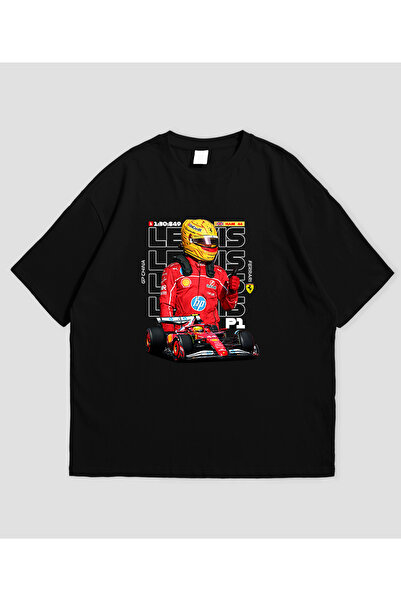 SVART WEAR تي شيرت لويس هاميلتون الصين مطبوع قصة فضفاضة للجنسين