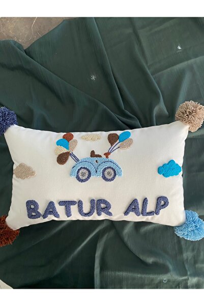 Glow Bebek takı yastığı,punch nakışlı (30x50-sadece kılıf)isme özel ,bebek,he...