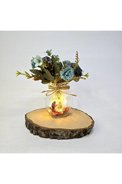 STDEKOR Decorative Vase with Blue Carnation Flowers and Led Lights