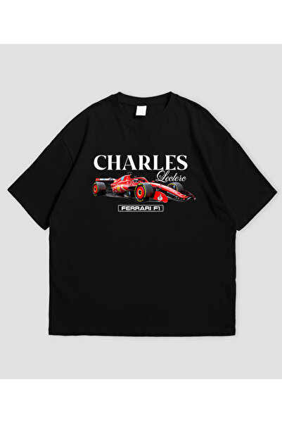 SVART WEAR Charles Leclerc F1 Baskılı Oversize Unisex T-Shirt