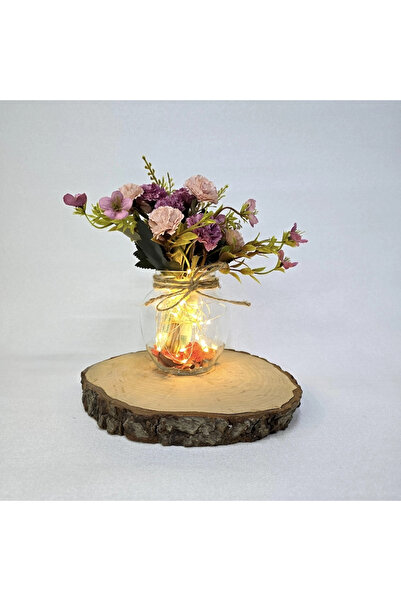 STDEKOR مزهرية زخرفية مع زهور القرنفل الوردية وإضاءة LED