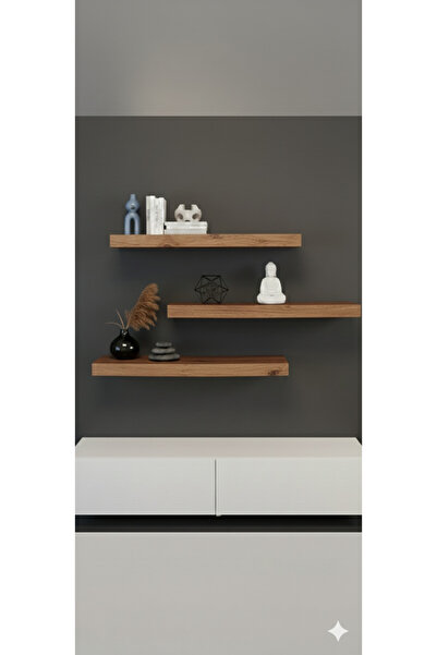 Mobiya Concept dekoratif duvar rafı kitaplık ahşap ceviz renk raf