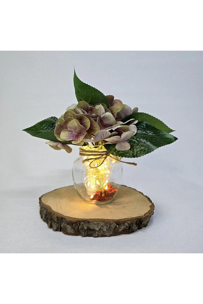 STDEKOR مزهرية زخرفية مع زهور الأوركيد الخضراء وإضاءة LED