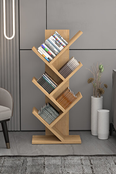 PDMPOİNT DOLAP MARKET Nirvana Kitaplık 6 Raflı - Safir Meşe