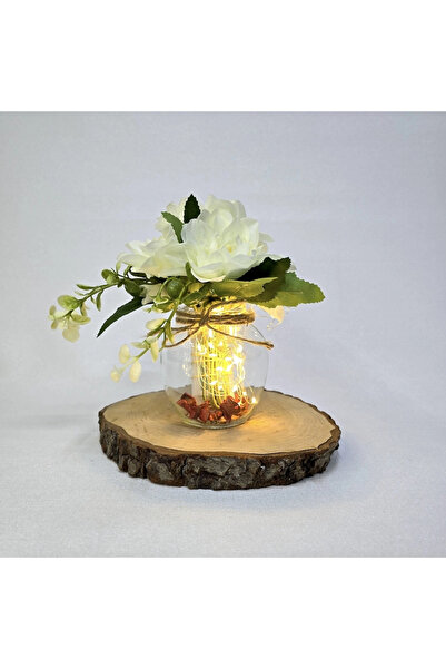 STDEKOR Decorative Vase with White Magnolia Flowers and Led Lights