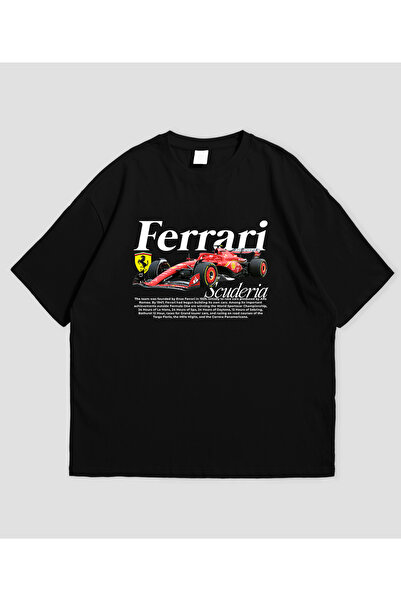 SVART WEAR تي شيرت سكوديريا إف مطبوع قصة فضفاضة للجنسين