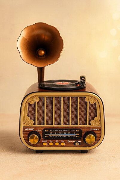 ULTRATEKNO MD-1318BT Gramofon Görünümlü Bluetooth Hoparlör | 3 Bant Nostaljik...