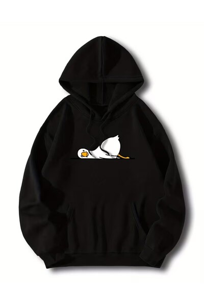 LELVANİ Χαριτωμένο φούτερ με στάμπα πάπιας και άνετη κουκούλα