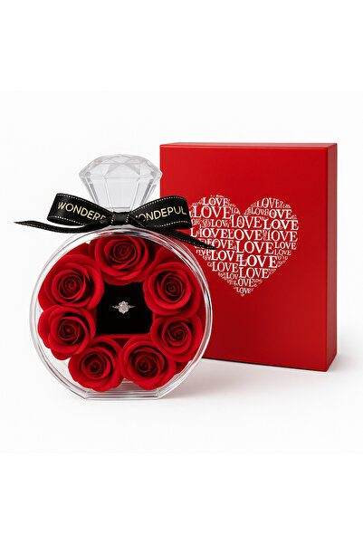 OEM Gift Box with 7 Soap Roses and Jewelry Box with Ring 14x10.5 cm